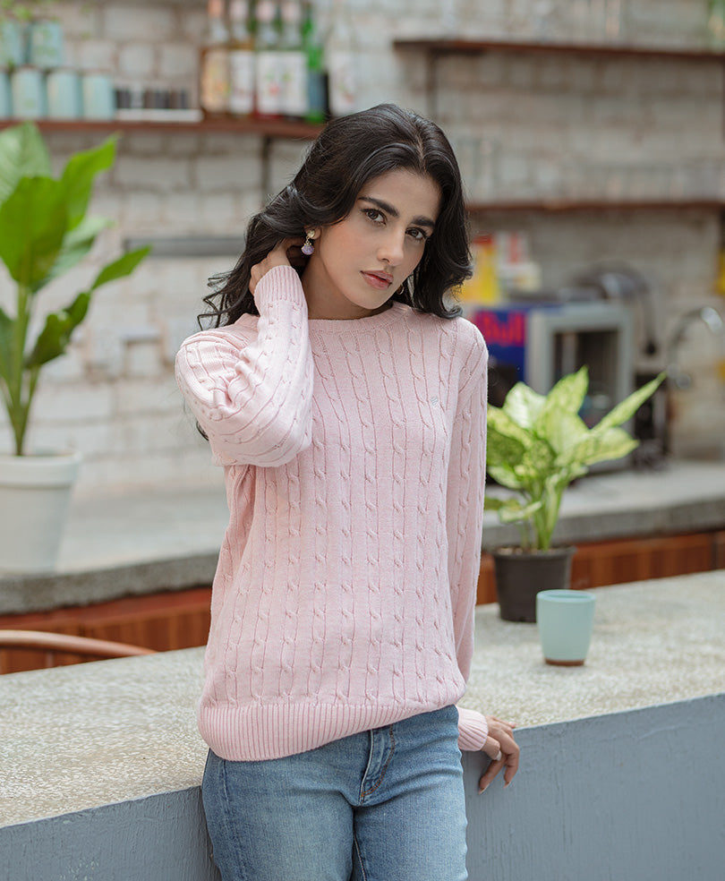 Womens Sweaters Soft Cable Knit Sweater Pink Cable Knit Sweater