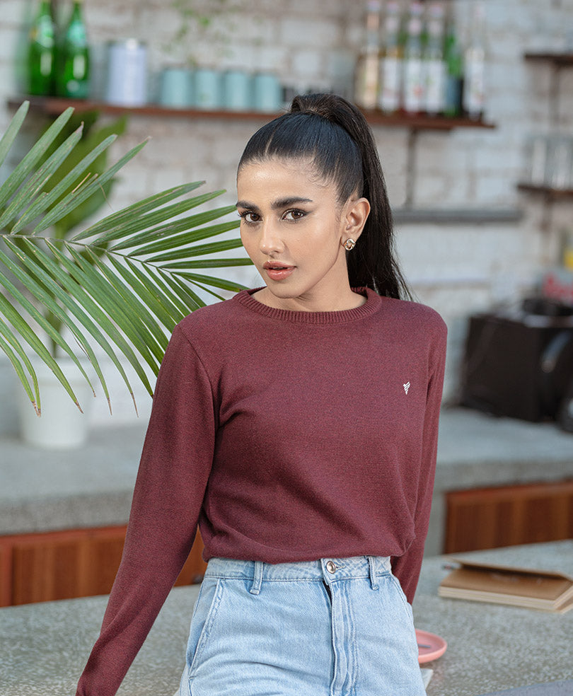 Maroon Crew Jumper Sweater (Women) – FITTED