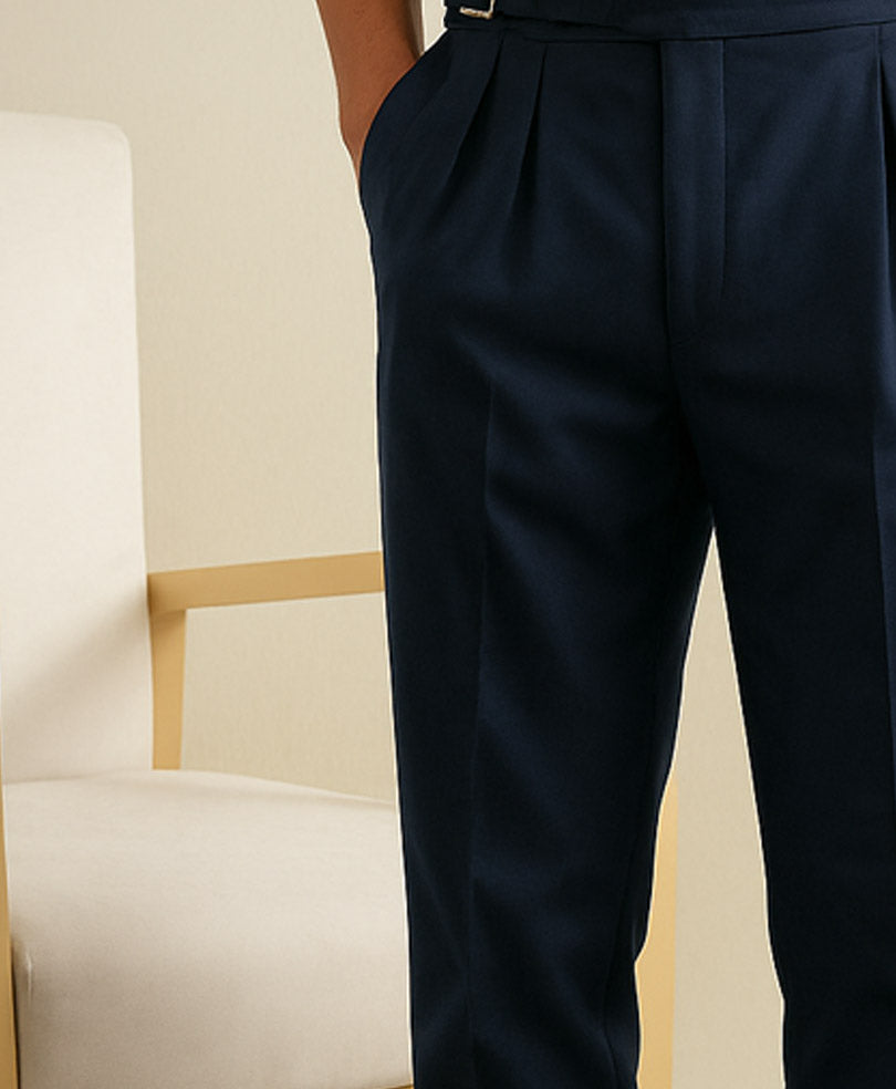 DK Navy Single Side Tab Ghurka Pants - FITTED