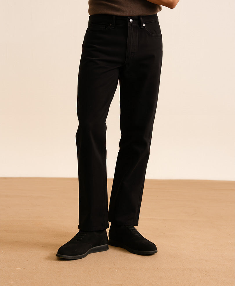 Black Regular Straight Fit Jeans FITTED - Main Image