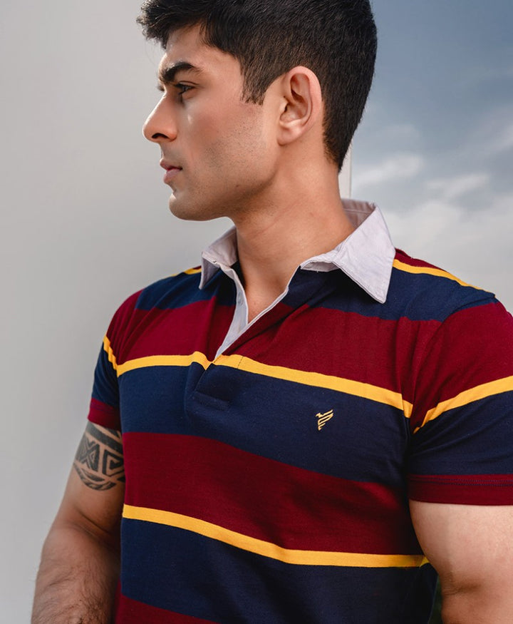 Maroon Yellow and Navy Rugby
