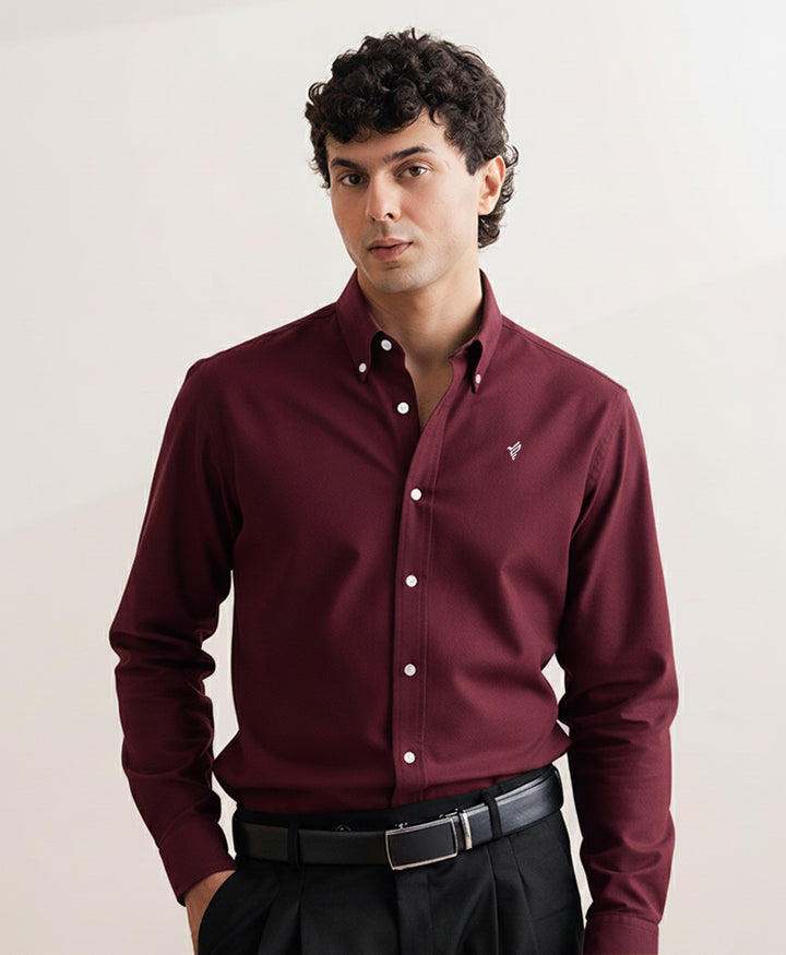 Maroon Oxford Shirt (Slim / Modern Fit)
