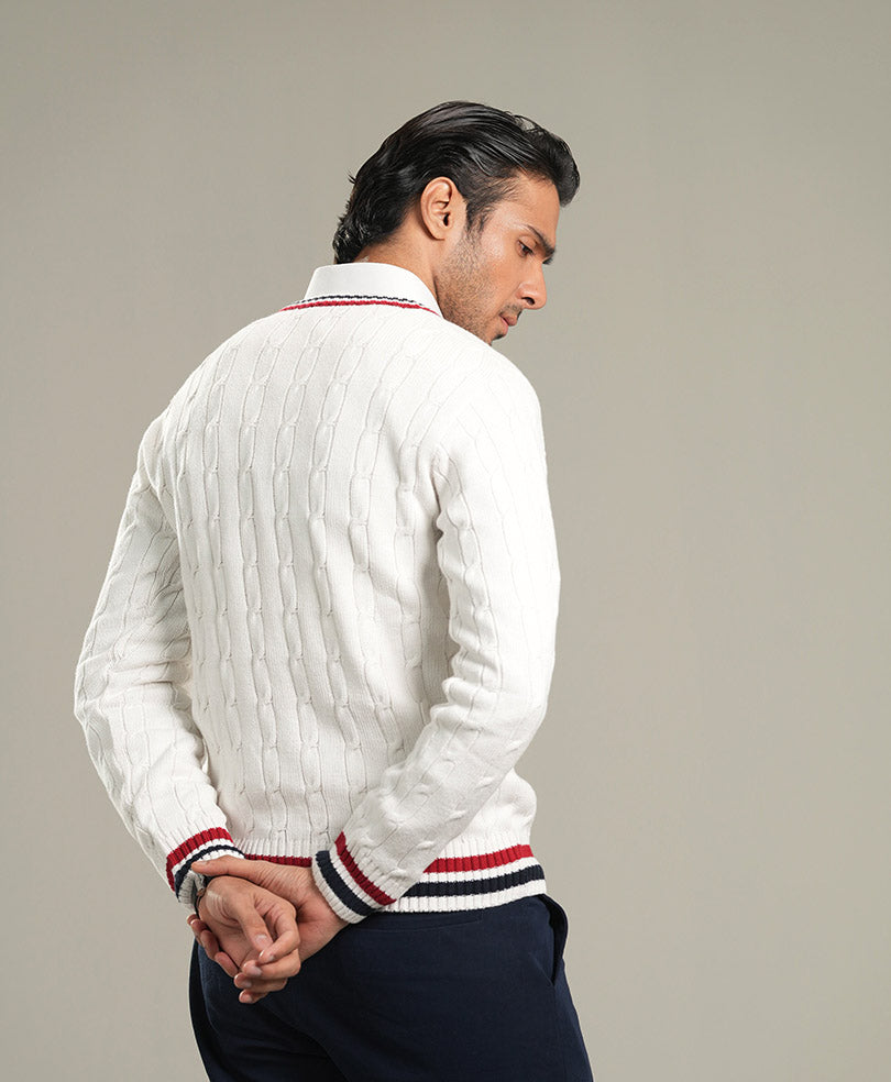 Classic White Cricket Sweater