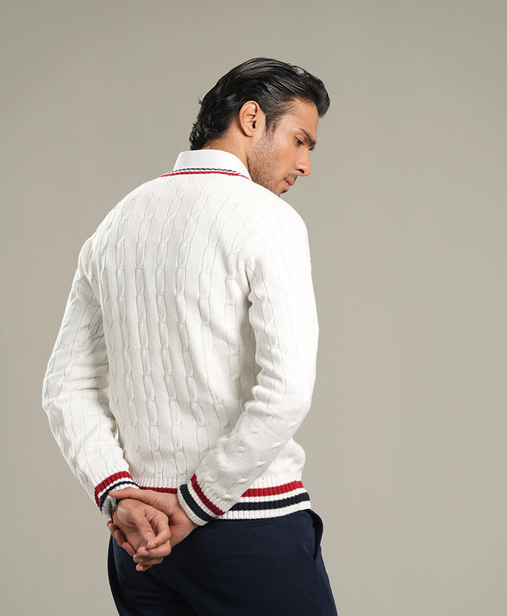 Classic White Cricket Sweater