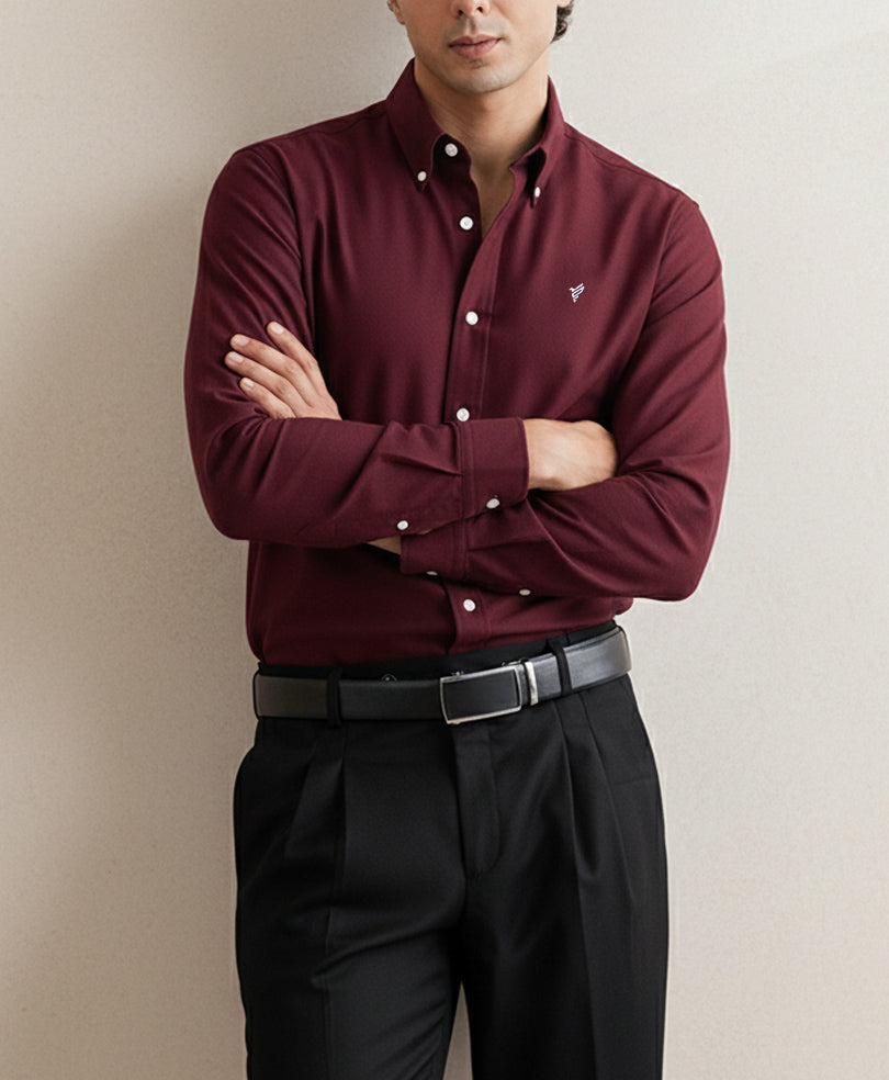 Maroon Oxford Shirt (Slim / Modern Fit)
