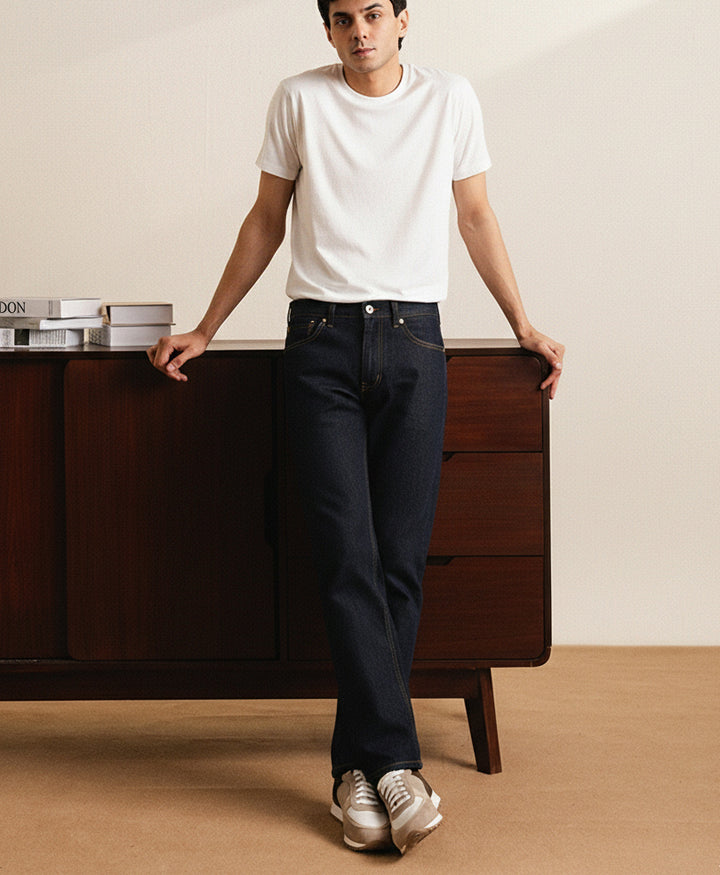 DK Blue Regular Straight Fit Jeans