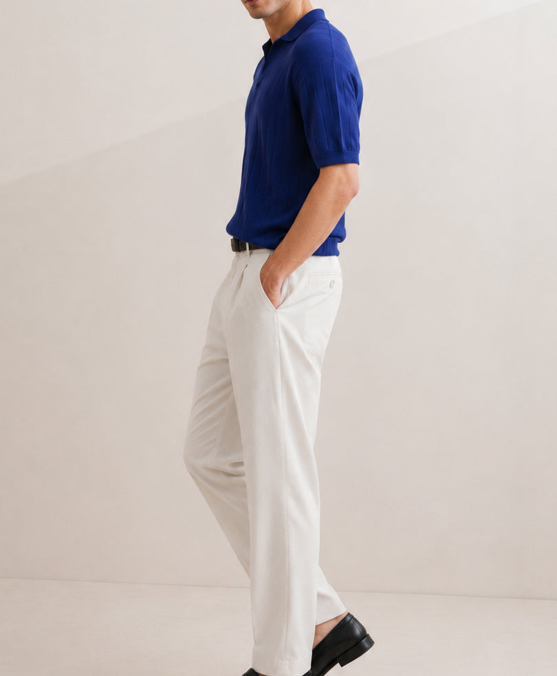 Drop Needle knit POLO Twilight Blue