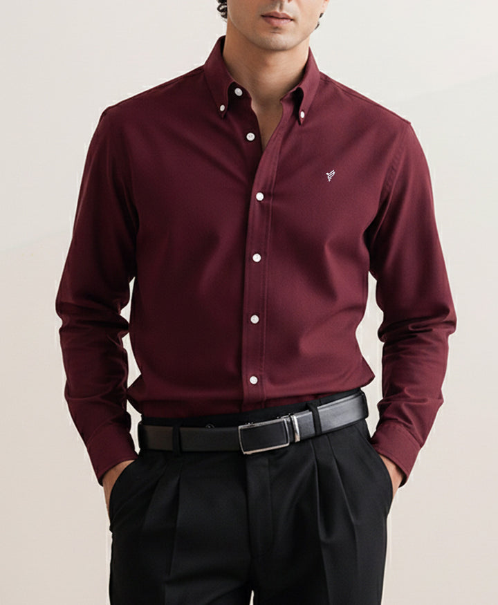 Maroon Oxford Shirt (Slim / Modern Fit)