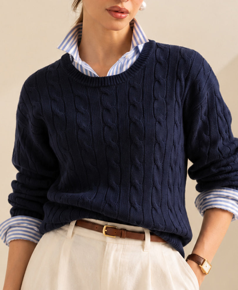 Navy Cable Knit Sweater (Women)