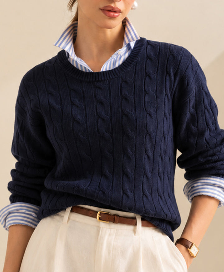 Navy Cable Knit Sweater (Women)