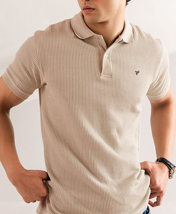 Beige Waffle Knit POLO