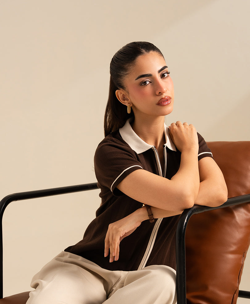 Chocolate Full Zip Cardigan (Women)