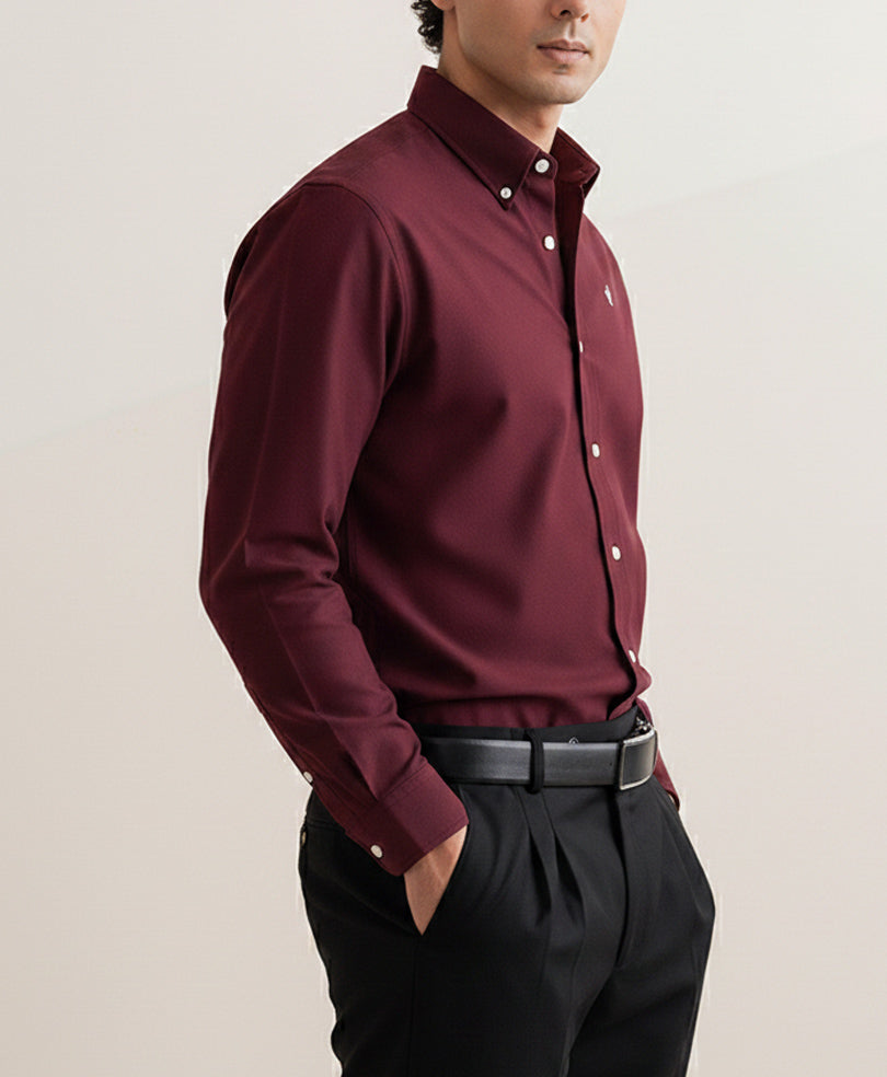 Maroon Oxford Shirt (Slim / Modern Fit)