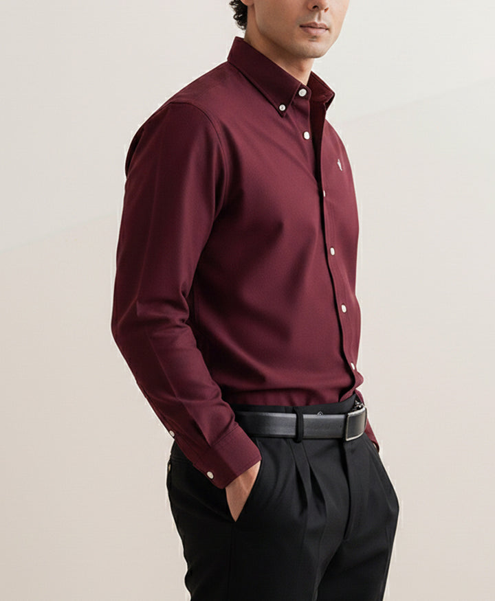 Maroon Oxford Shirt (Slim / Modern Fit)
