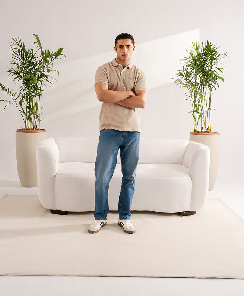 Beige Waffle Knit POLO