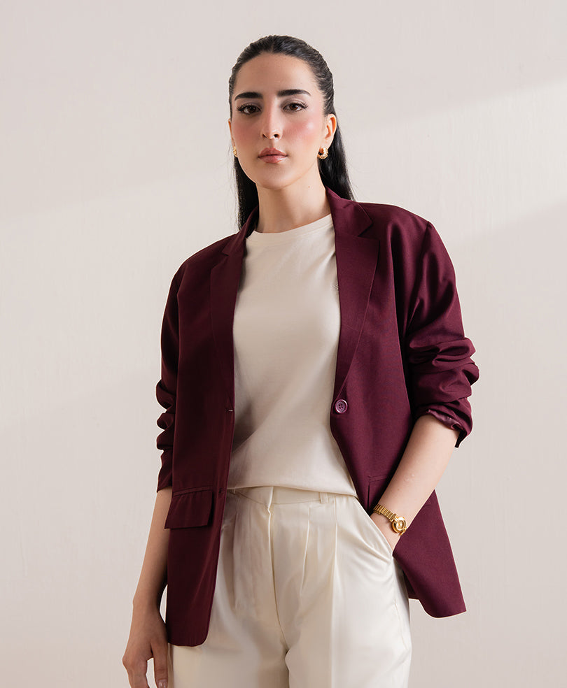 Maroon Tailored Blazer (Women)