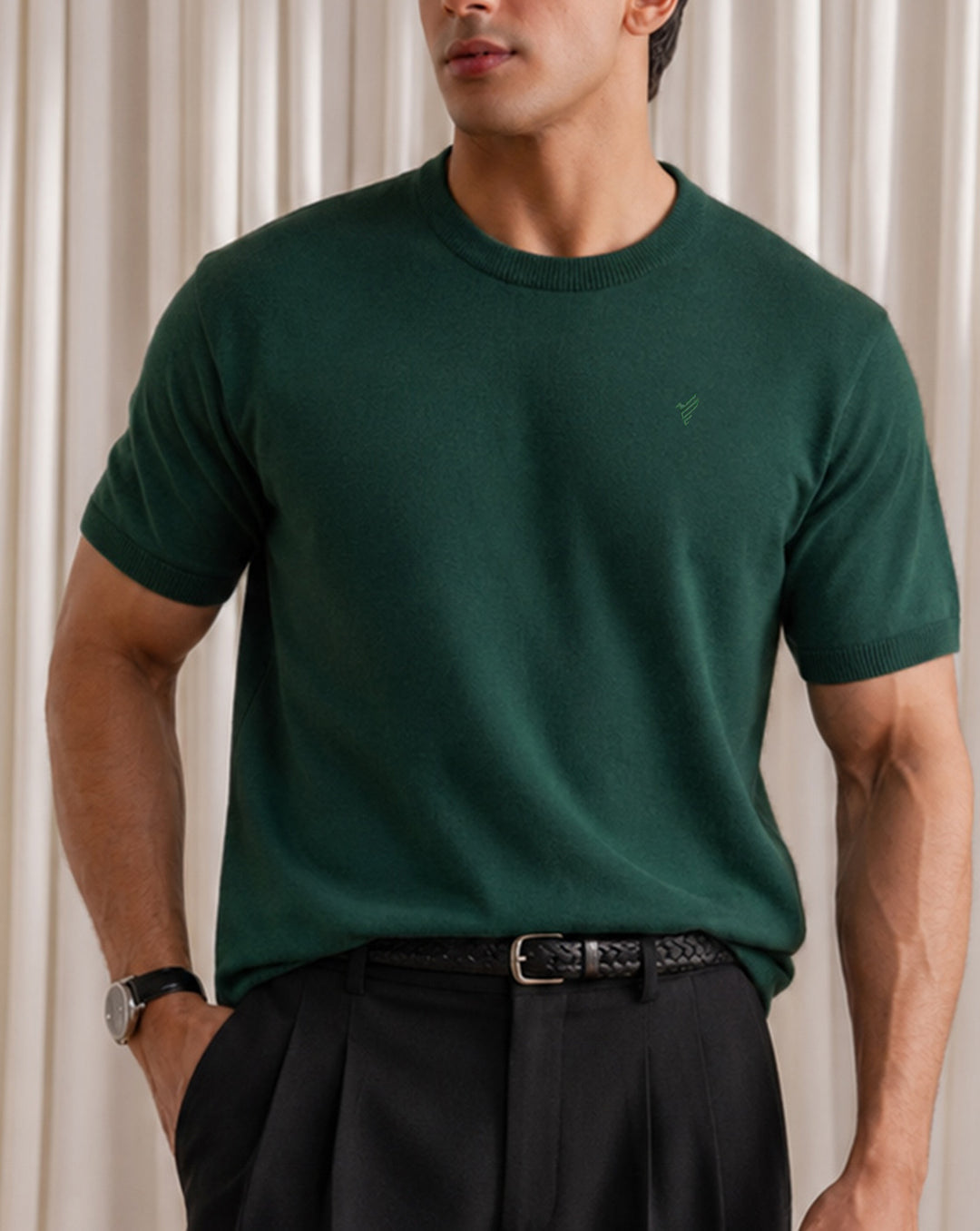 Forest Green Knitted Crew