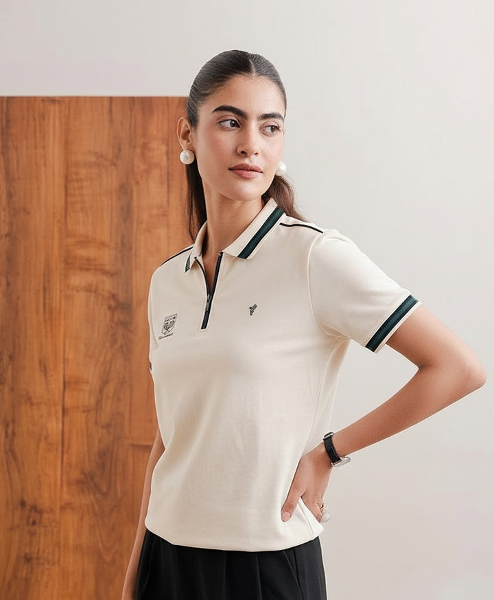 OFF White Tennis Zip POLO (Women)