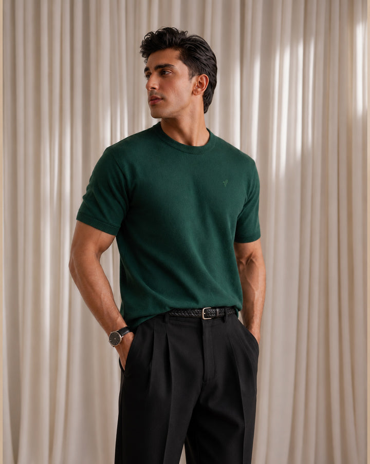 Forest Green Knitted Crew