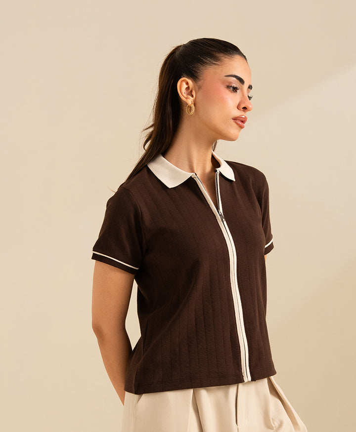 Chocolate Full Zip Cardigan (Women)