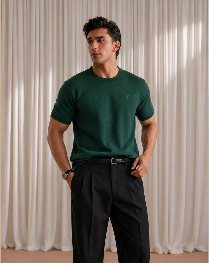 Forest Green Knitted Crew