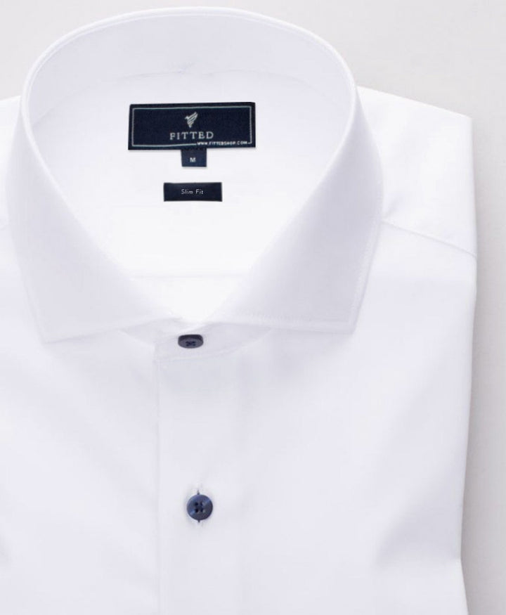 White with Dark Blue Buttons (Slim Fit)