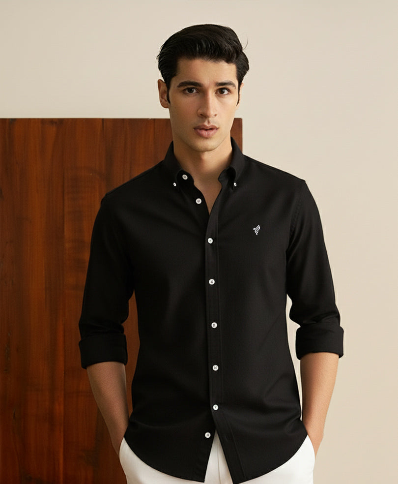 Black Button Down Shirt (Slim / Modern Fit)