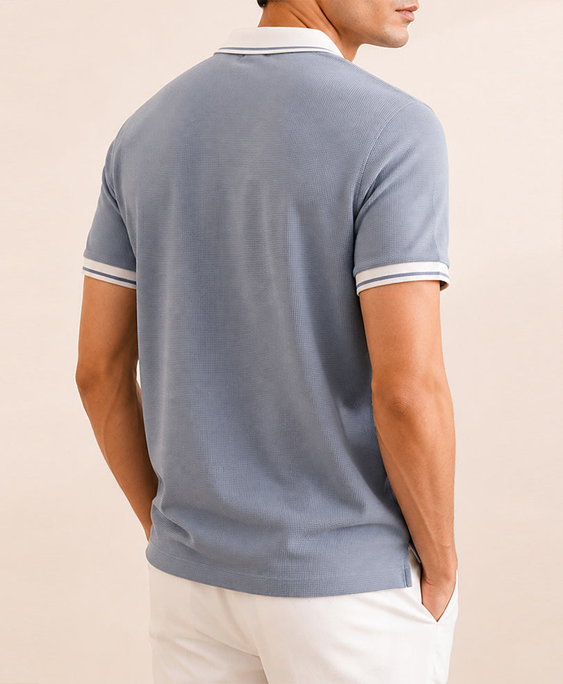 Sailor Rise Blue Waffle Knit POLO