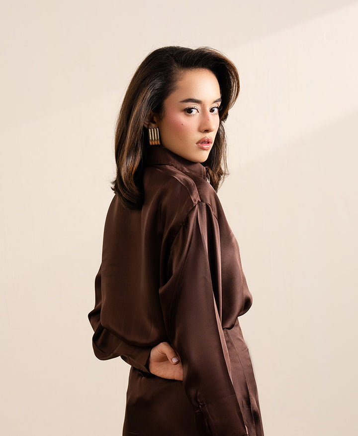 Chocolate Brown Silk Shirt (Women)