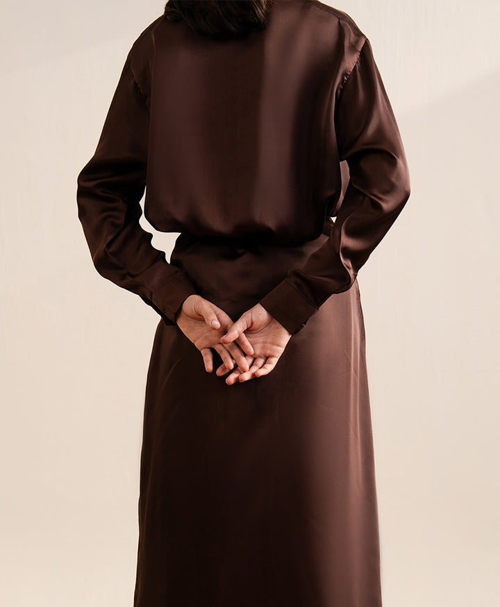 Chocolate Brown Satin Skirt (Women)