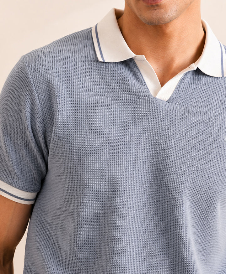 Sailor Rise Blue Waffle Knit POLO