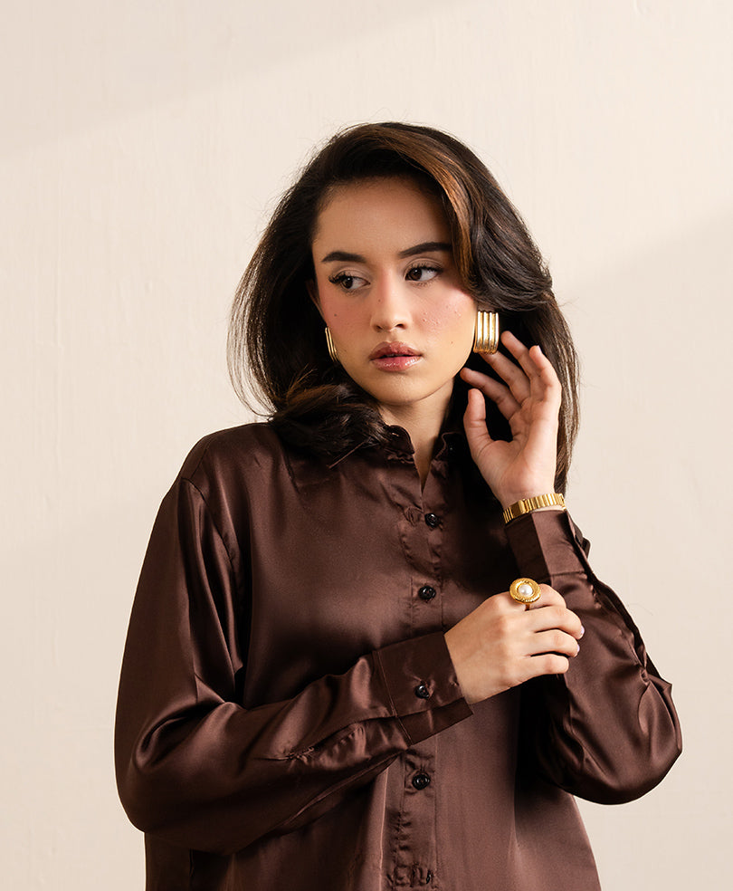 Chocolate Brown Silk Shirt (Women)