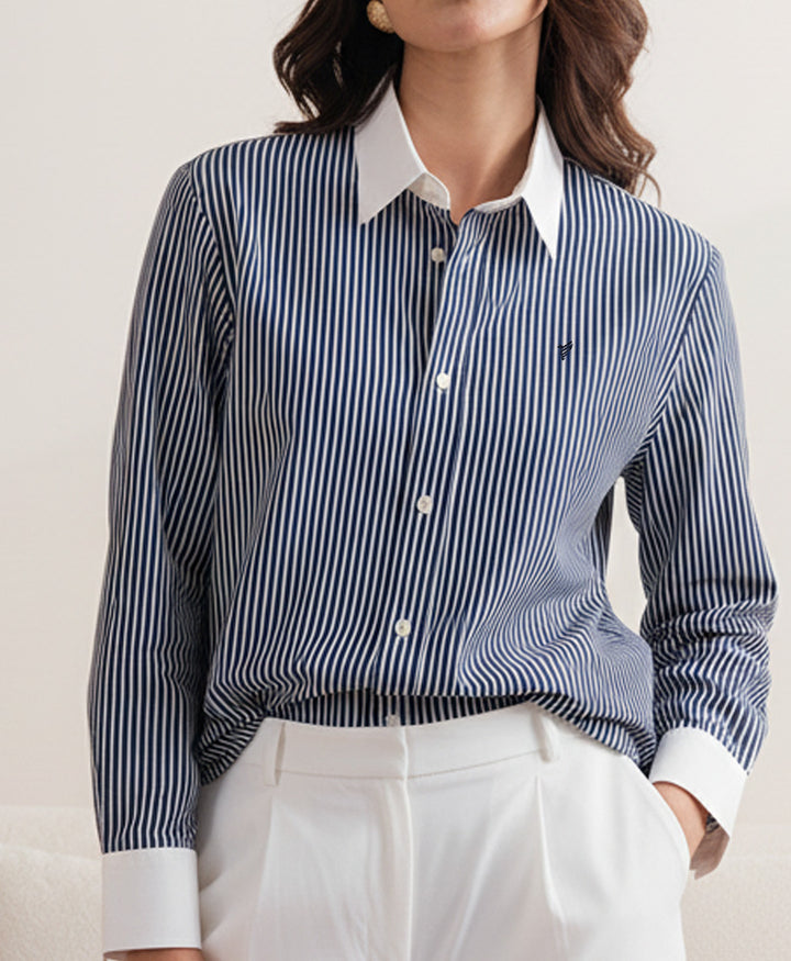 Navy Contrast Striped Shirt (Women)
