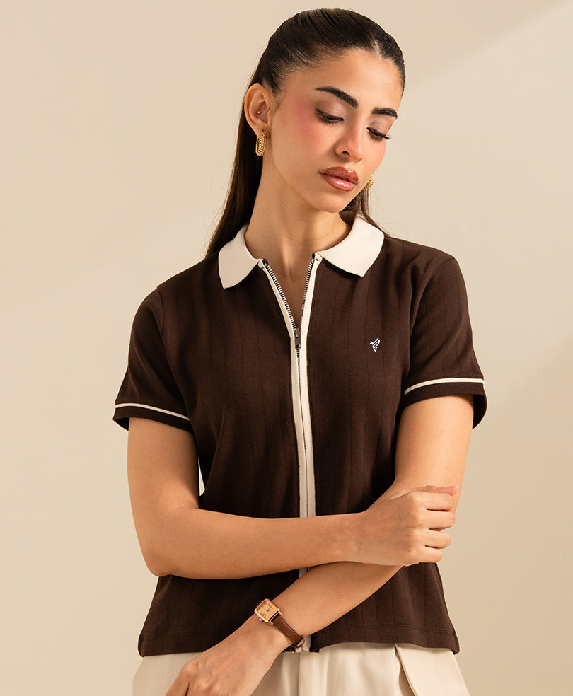 Chocolate Full Zip Cardigan (Women)