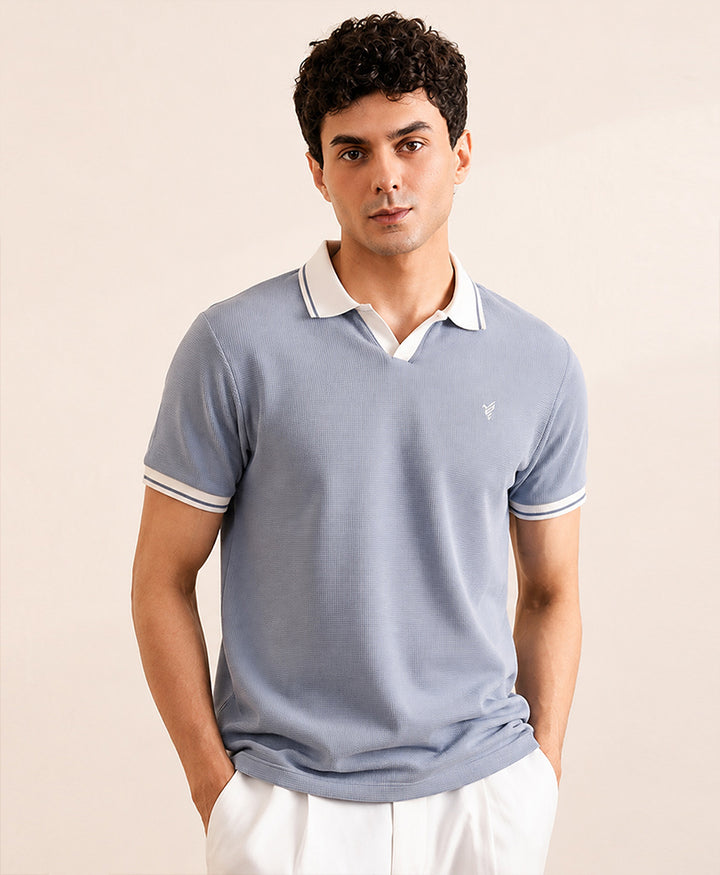 Sailor Rise Blue Waffle Knit POLO
