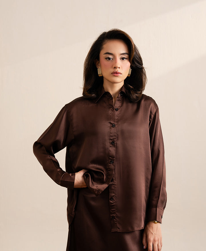 Chocolate Brown Silk Shirt (Women)