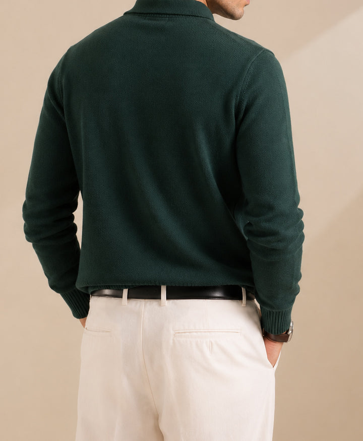 Hunter Green Knitted Full Sleeve POLO