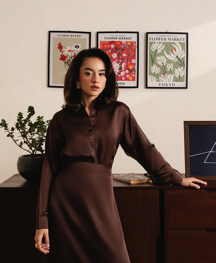 Chocolate Brown Satin Skirt (Women)