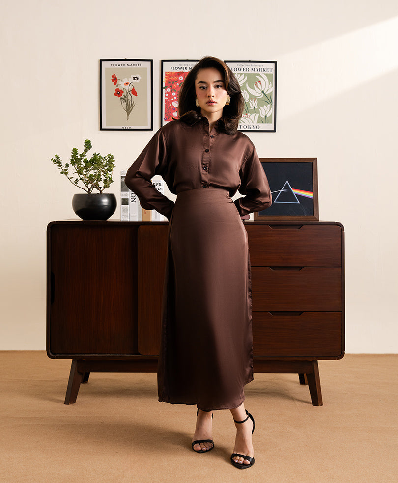 Chocolate Brown Satin Skirt (Women)