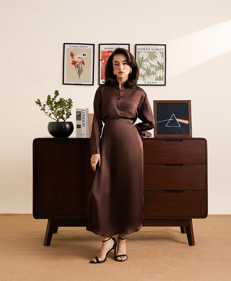 Chocolate Brown Satin Skirt (Women)