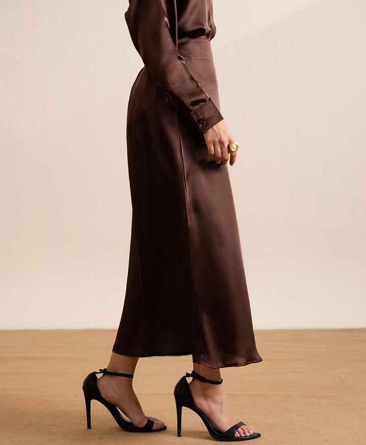 Chocolate Brown Satin Skirt (Women)