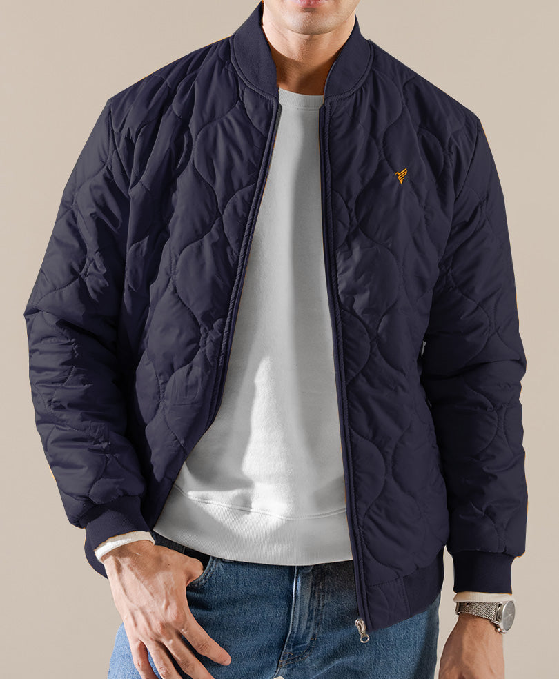 Navy Diamond Quilted Jacket