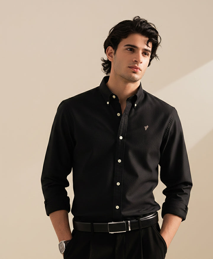 Black Collared Shirt (Slim Fit)