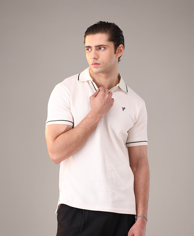 Cream French Knit POLO