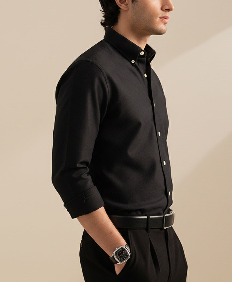Black Collared Shirt (Slim Fit)