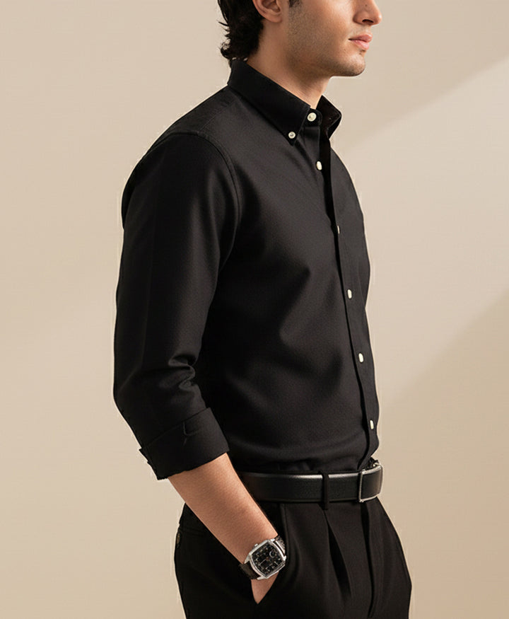 Black Collared Shirt (Slim Fit)