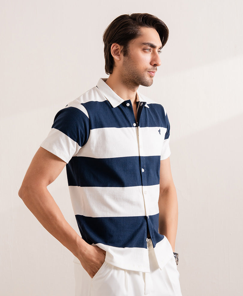 Navy Retro Striped Shirt