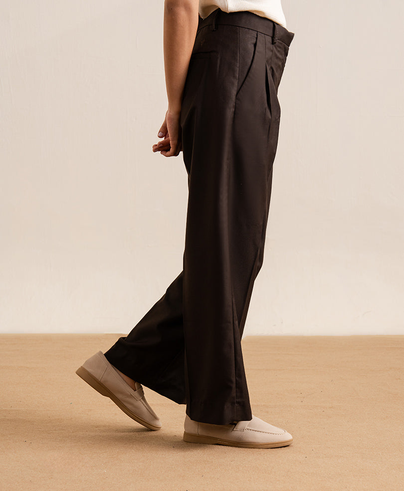 Brown Formal Wide Leg Pants (Women)