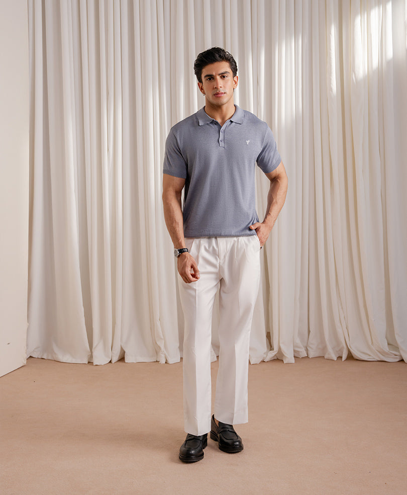 Basic Knitted POLO Rise Blue