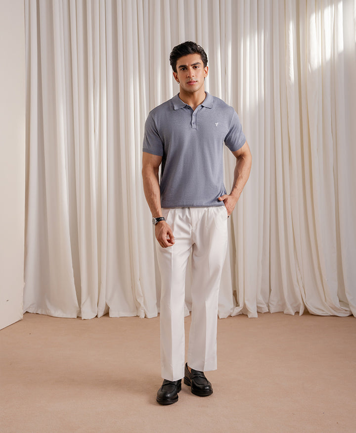 Basic Knitted POLO Rise Blue